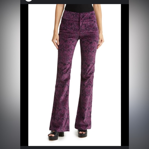 New Paige High Rise Lou Lou Black Cherry Velvet pant